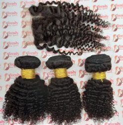 Brazilian Kinky Curly Weave (3 bundles + 4*4 Closure)