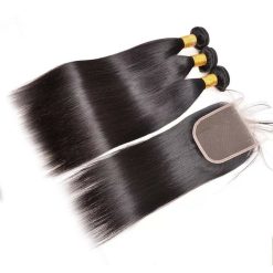Brazilian Straight Hair (3 bundles + 4*4 Closure)