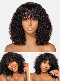 Brazilian Deep Wave with Bangs Wig