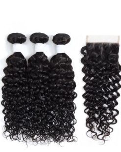 Brazilian Water Waves 14 inch(3 bundles + 4*4 Closure)