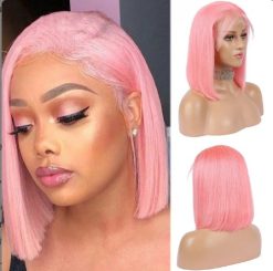 10inch Brazilian Dust Pink Lace Frontal Bob Wig