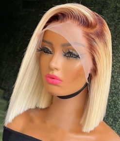 10inch Brazilian Ombre Blond Lace Frontal Bob Wig