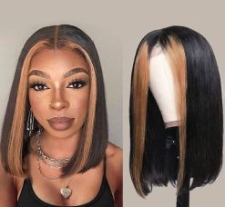 14inch Brazilian Straight Wig 4x4 Closure (Ombre Highlight)