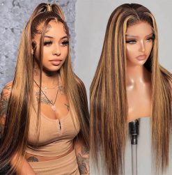30inch Honey Blonde Piano Brazilian Straight Frontal Glueless Wig