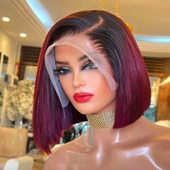 Brazilian Ombre 99J Burgundy Lace Frontal 10inch Bob Wig